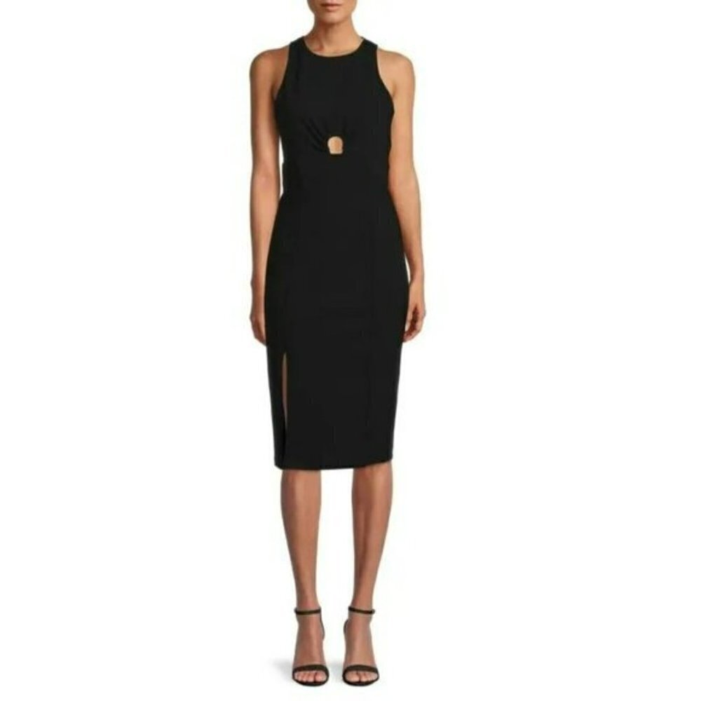NWT RACHEL RACHEL ROY Women's Riley Keyhole Front Side Slit Midi Dress